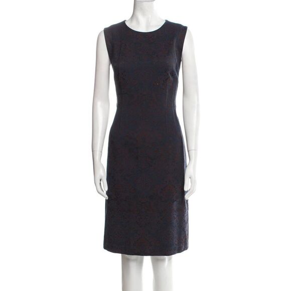 Kobi Halperin | 2 | navy jacquard knee length shirt dress sleeveless dress - Picture 2 of 9